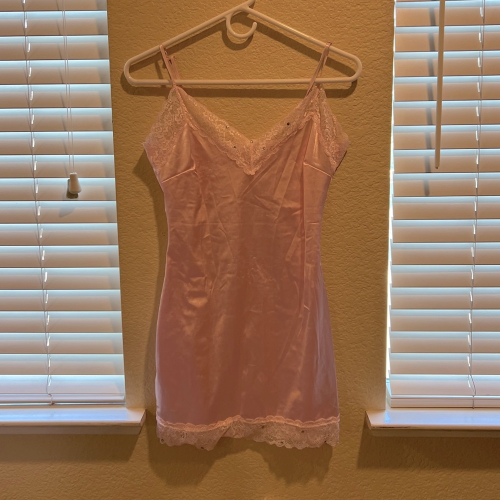 Baby pink slip dress